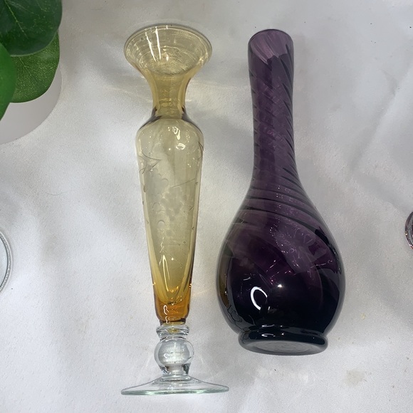 Vintage Amber and amethyst blown glass bud vase collection - Picture 14 of 15